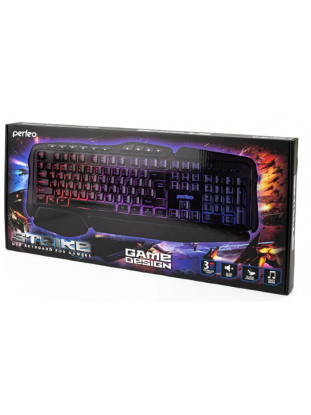 Клавиатура игровая Perfeo "STRIKE" подсветка 3 цвета