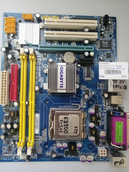 Материнская плата GIGABATE GA-G31M-ES2L, socket 775 DDR2 + процессор Intel E8200 s775 2x2.66 Б/У