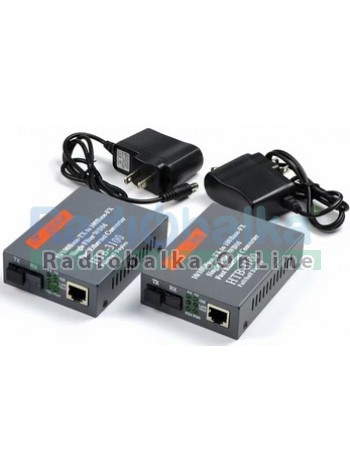 Медиаконвертер пара NetLink HTB-3100AB-25KM двунаправленный преобразователь сигнала от витой пары 10/100Base-TX Fast  Ethernet до оптоволоконного кабеля 100Base-FX и наоборот