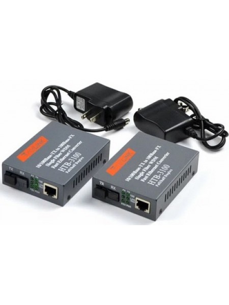 Медиаконвертер пара NetLink HTB-3100AB-25KM двунаправленный от витой пары до оптоволоконного кабеля