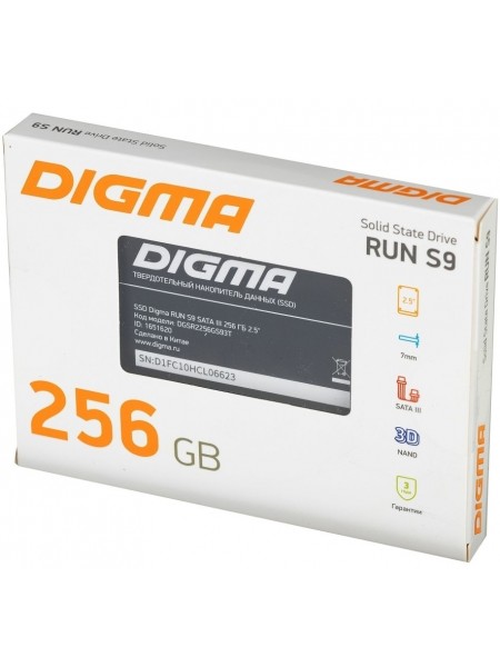 SSD накопитель Digma RUN S9 256GB 2.5" SATA