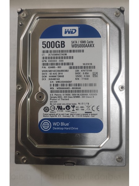  Жесткий диск SATA 3.5" Western Digital 500гб, Б/У, без BADов , wd500aakx, wmc2e0h30d4f
