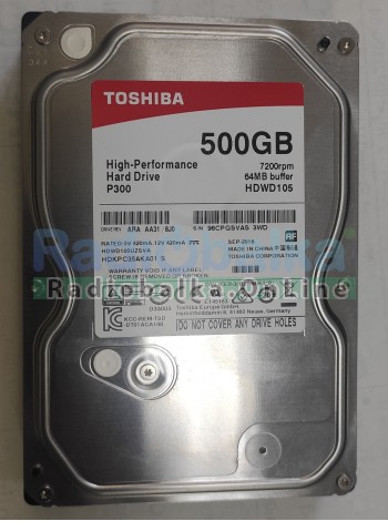 Жесткий диск SATA 3.5" TOSHIBA P300 500гб, Б/У, без BADов , HDWD105UZSVA, 96CPGSVAS 3WD
